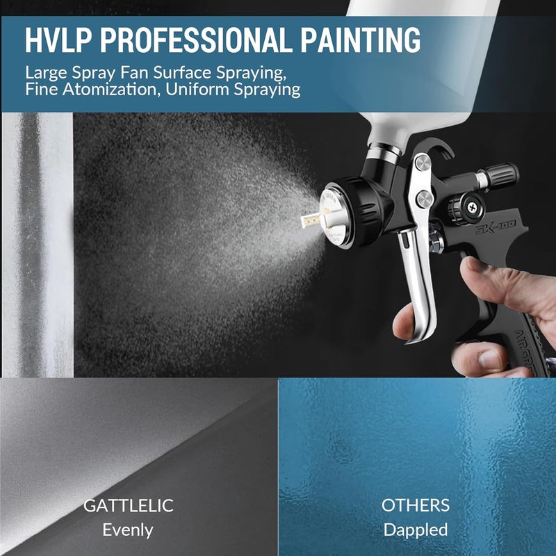 GATTLELIC [Upgraded Version] HVLP Air Spray Gun Premium Kit with 1.3/1.5/1.7mm Nozzles, Air Spray Paint Gun with 600cc Capacity Cup & Air Regulator Paint Gun Sprayer for House Painting, Car, Furniture, Fenc - Image 3